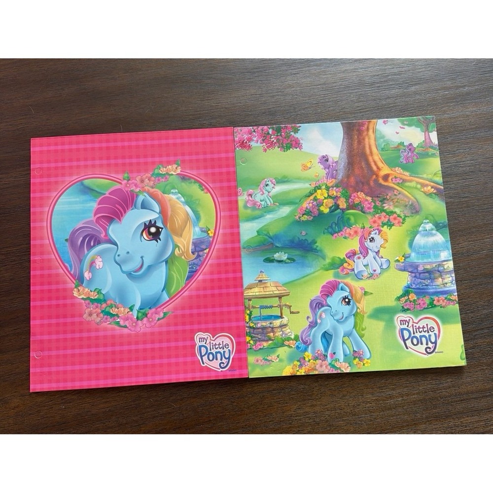My Little Pony 2 Pocket Folders Lot of Two 2004 Rainbow Dash 3 Ring Binder